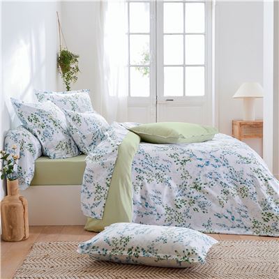 Linge de lit satin de coton motif fleurs