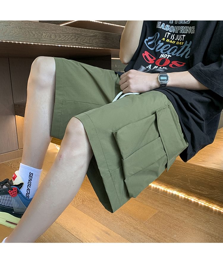 Urtishia - Effen cargoshorts met trekkoordtaille