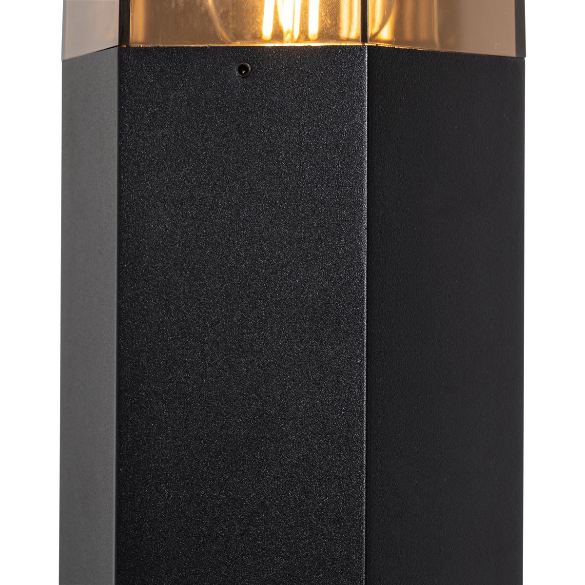 Staande buitenlamp zwart met smoke kap zeshoek 30 cm - Denmark