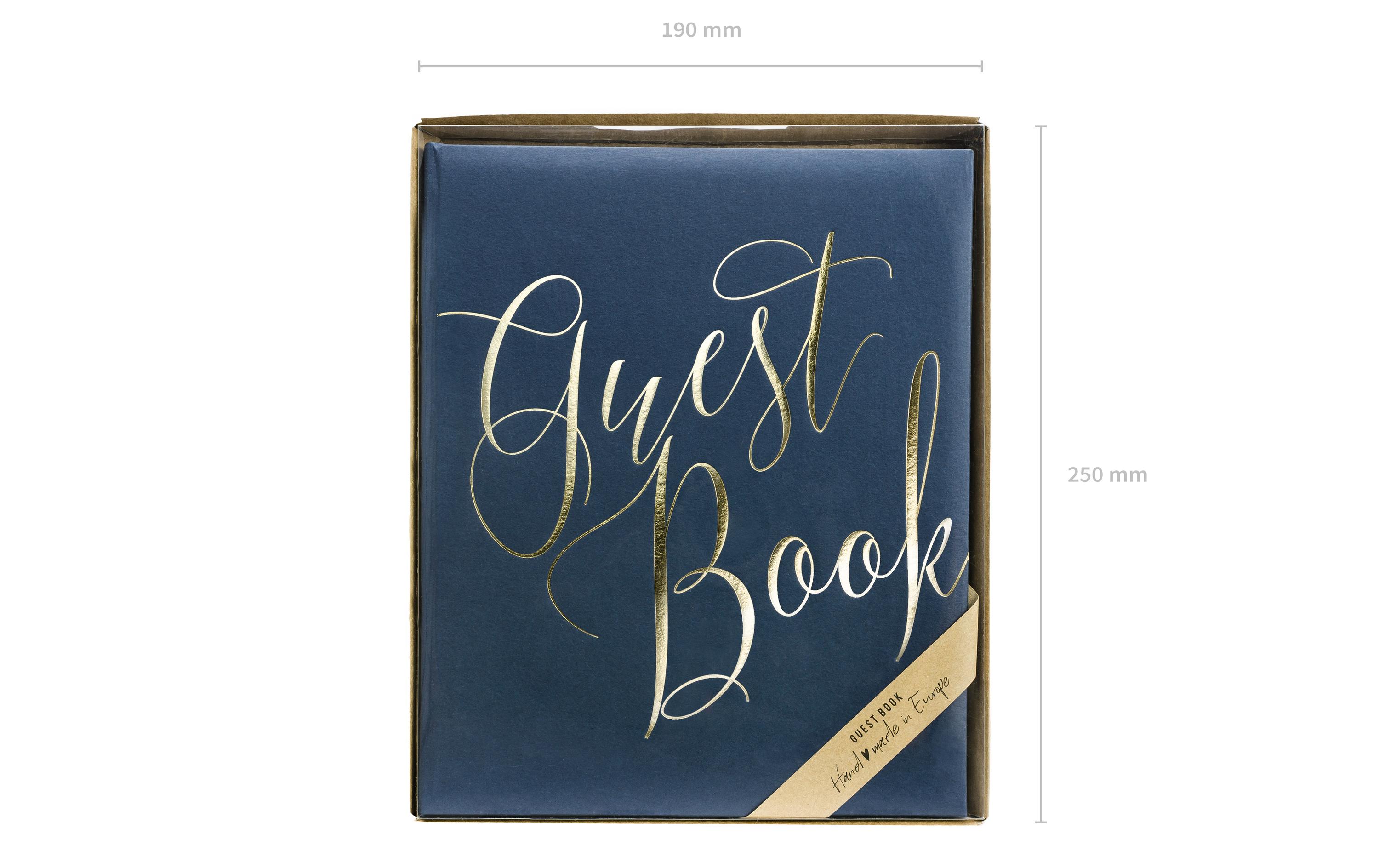 Gästebuch Guest Book 20 x 24.5 cm, Blau/GoldGuest book als Erinnerung an die Hochzeit, den Geburtstag, die Einweihungsfeier oder die Babyshower