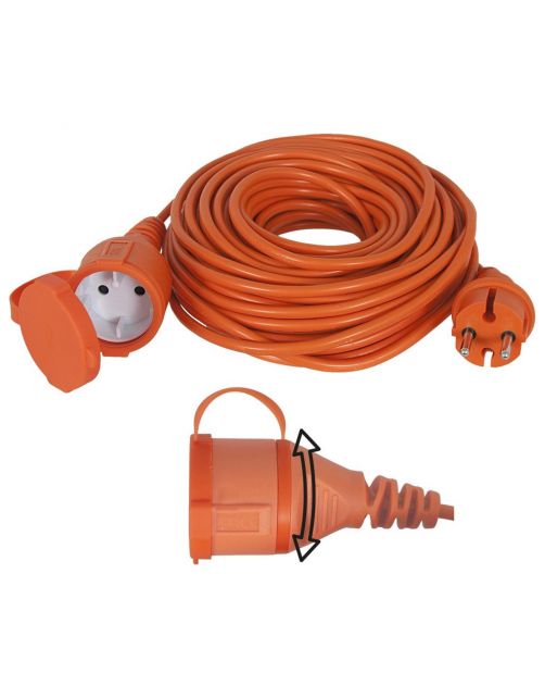 Exin Verlengsnoer 2x1.5 Swd - Elektra - 20 m Oranje Spatwaterdicht