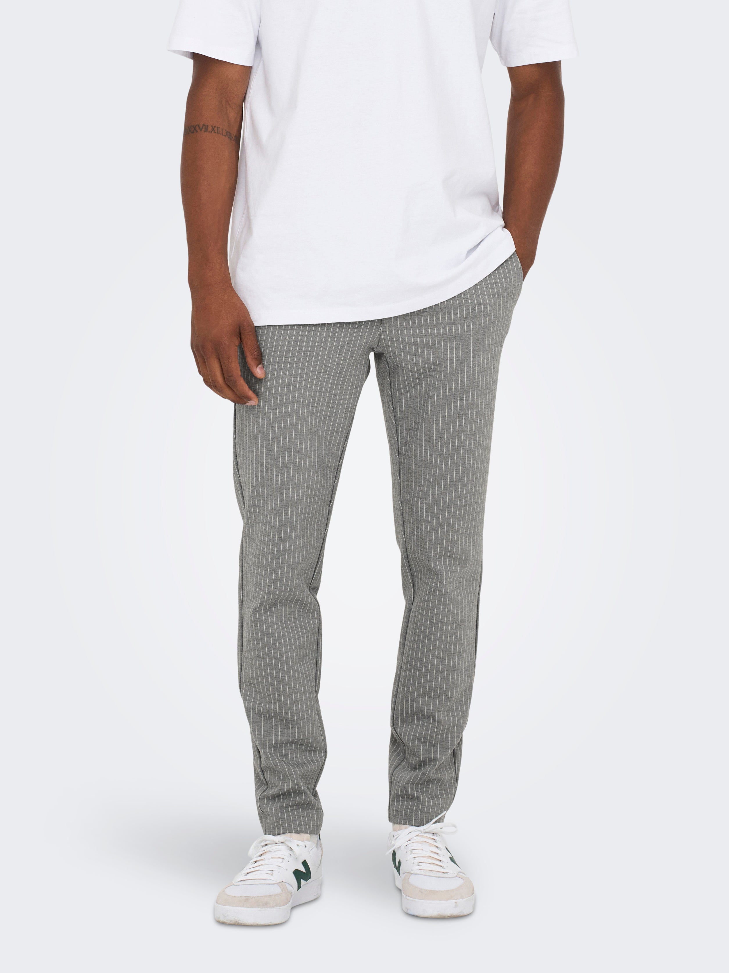 ONSMARK Verjüngt Chino Hose Light Grey Melange