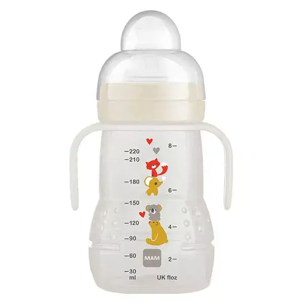 Mamadeira de Transição MAM +4 meses, Branca, 220ml