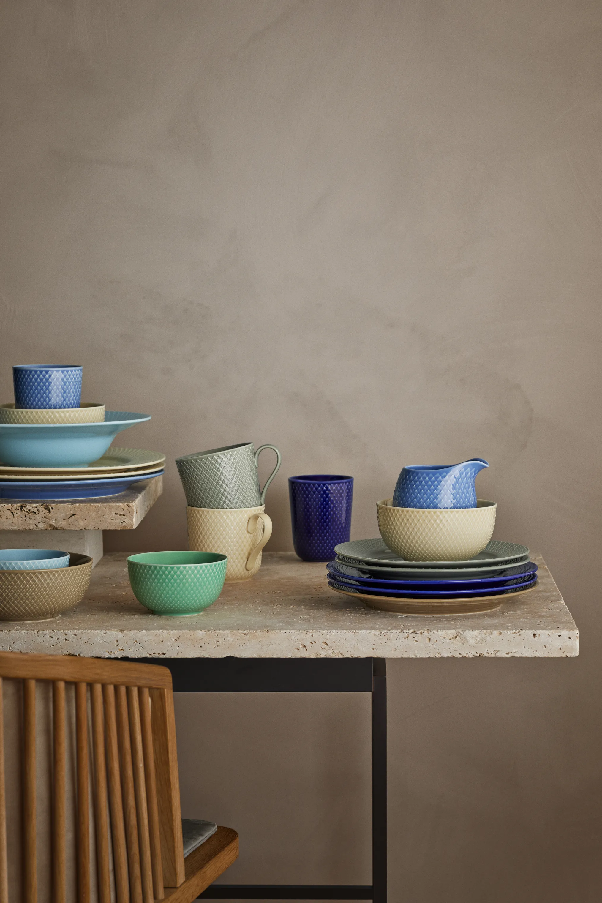 Lyngby Porcelæn Rhombe Earth Middagstallerken - 2 stk