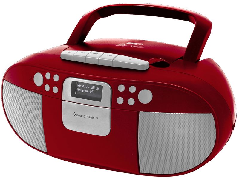 soundmaster DAB  Radio SCD7800RO Rot CD/MP3 Boombox mit DAB /UKW Radio, Kassettenspieler und USB