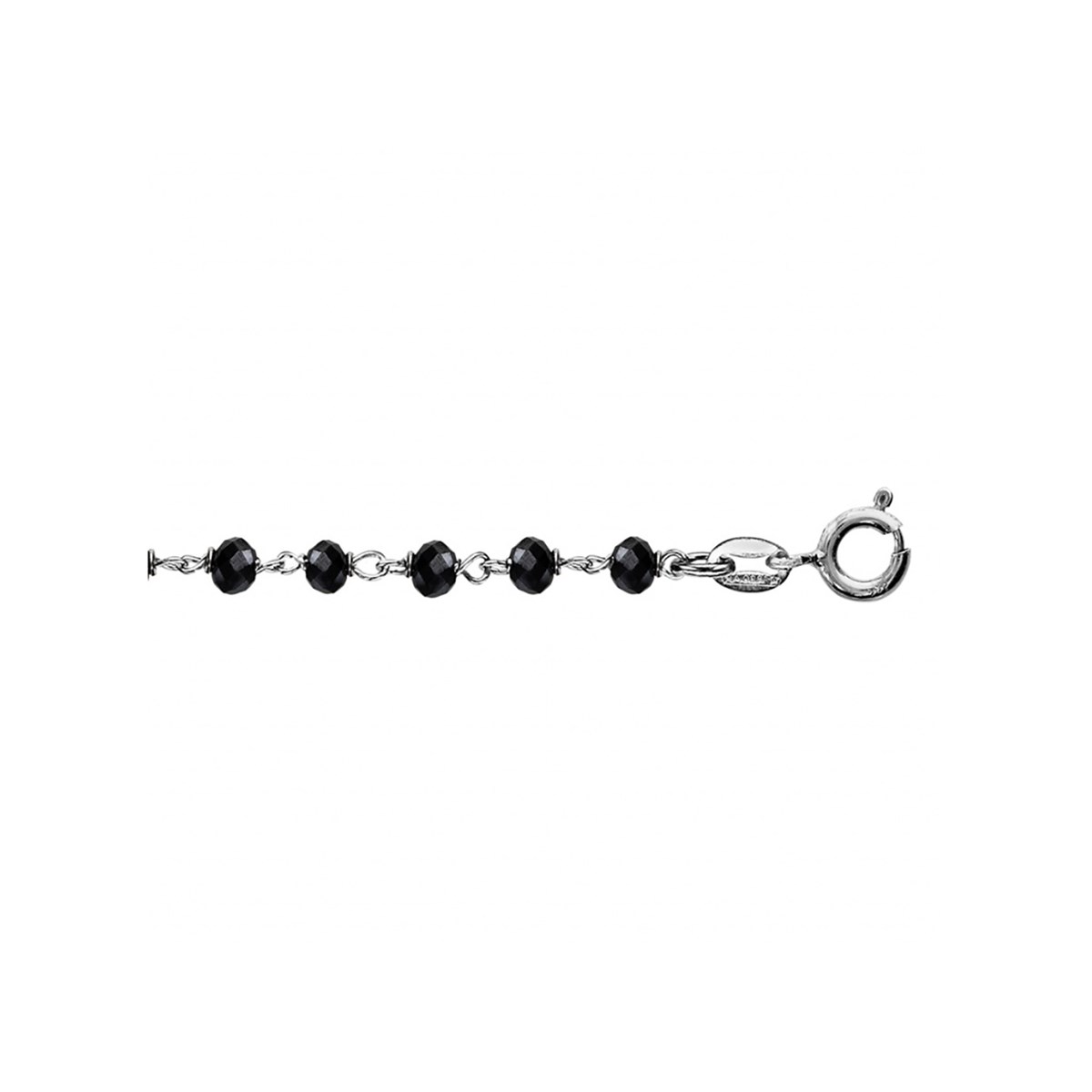 Bracelet Argent - Boules facettes noires