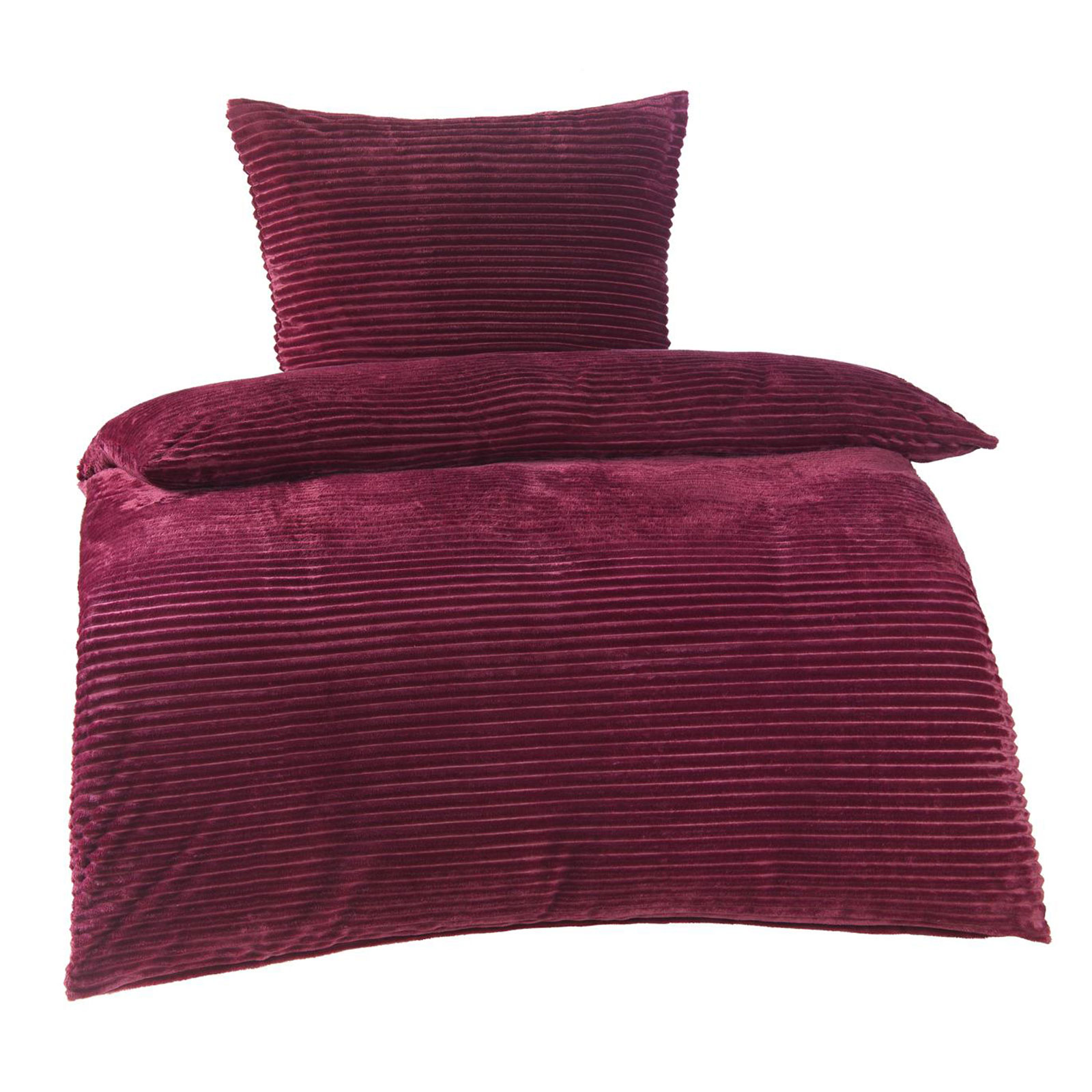 Microfaser-Bettwäsche - bordeaux - Cashmere-Cord-Look - 135x200 cm