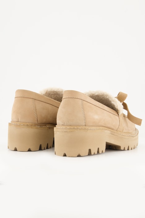 Loafer, Veloursleder, Teddy-Futter, Schleife, Weite H