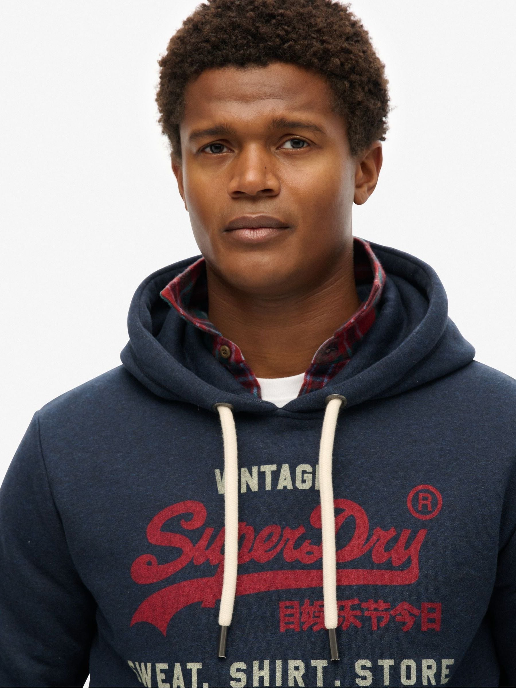 Blauw - Superdry Vintage Logo Heritage Relaxed Hoodie