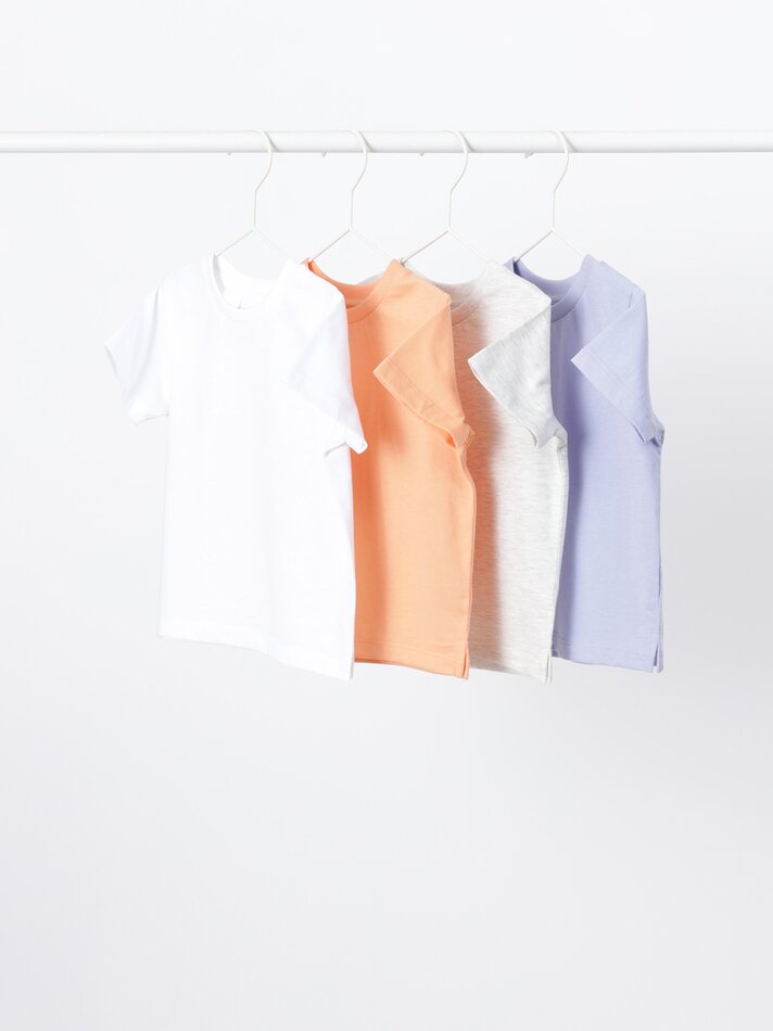 Pacote com 4 camisetas lisas de manga curta - Salmão
