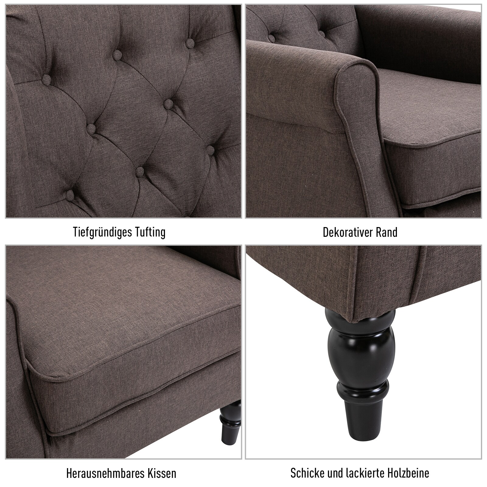 HOMCOM Relaxsessel mit Tufting 76 x 86 x 108 cm (BxTxH)
