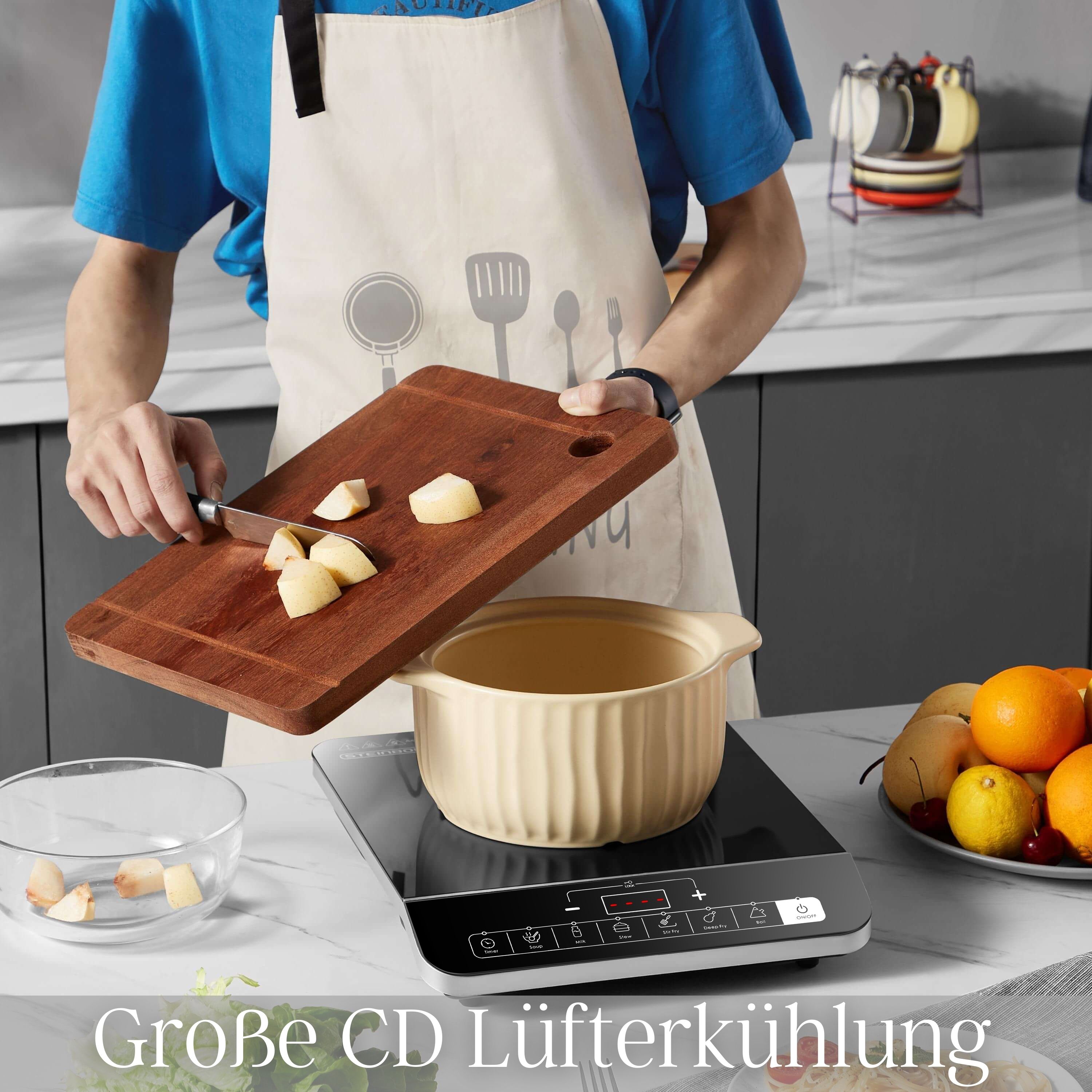 Steinborg Induktionskochfeld mit Automatikprogramme 1 Platte 2000W