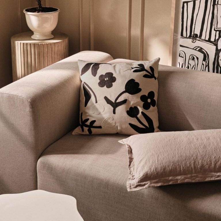 Broste Copenhagen Rosita kussen 50x50 Black/Natural