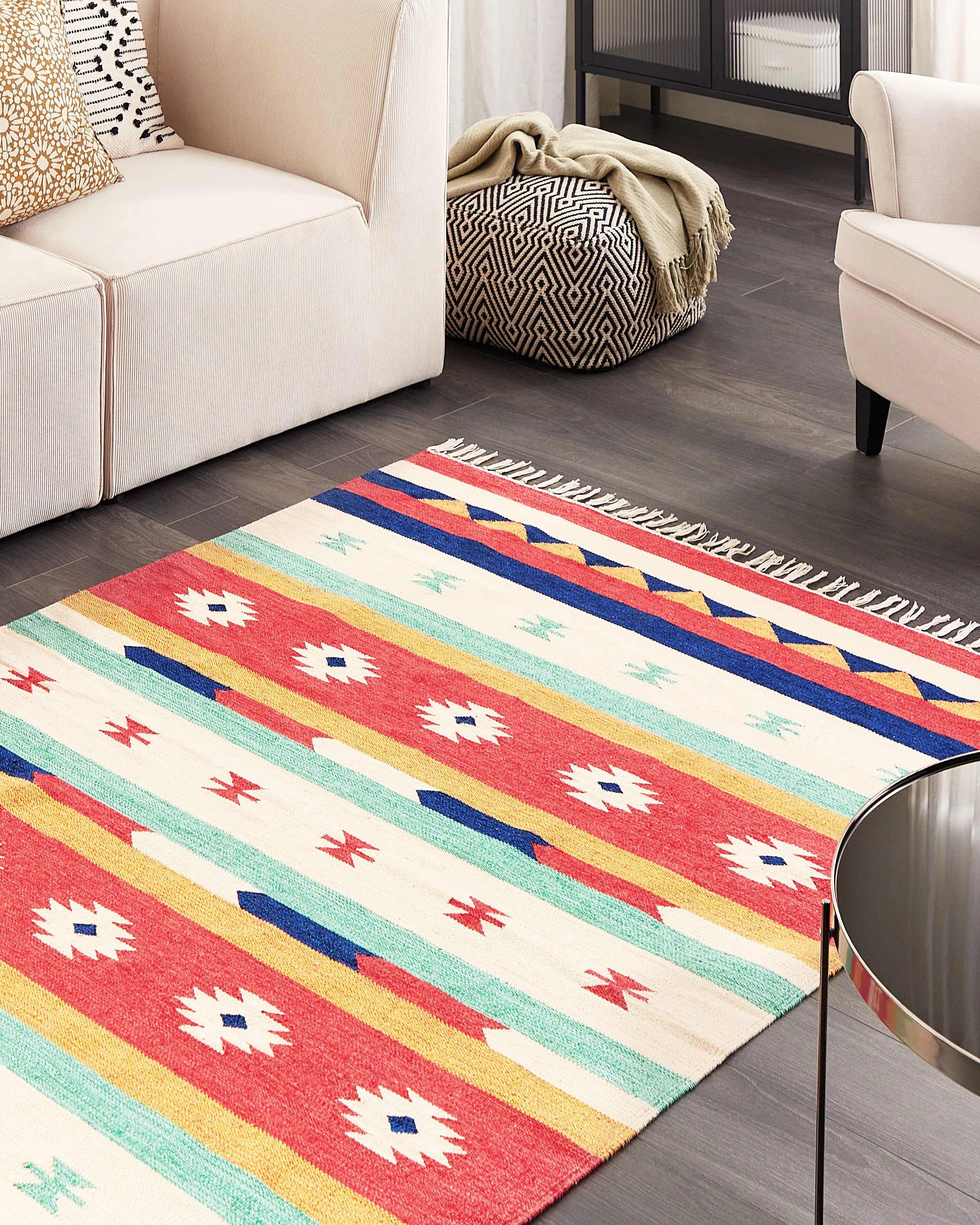 Vloerkleed MARGARA Meerkleurig 140 x 200 cm Katoen Kelim