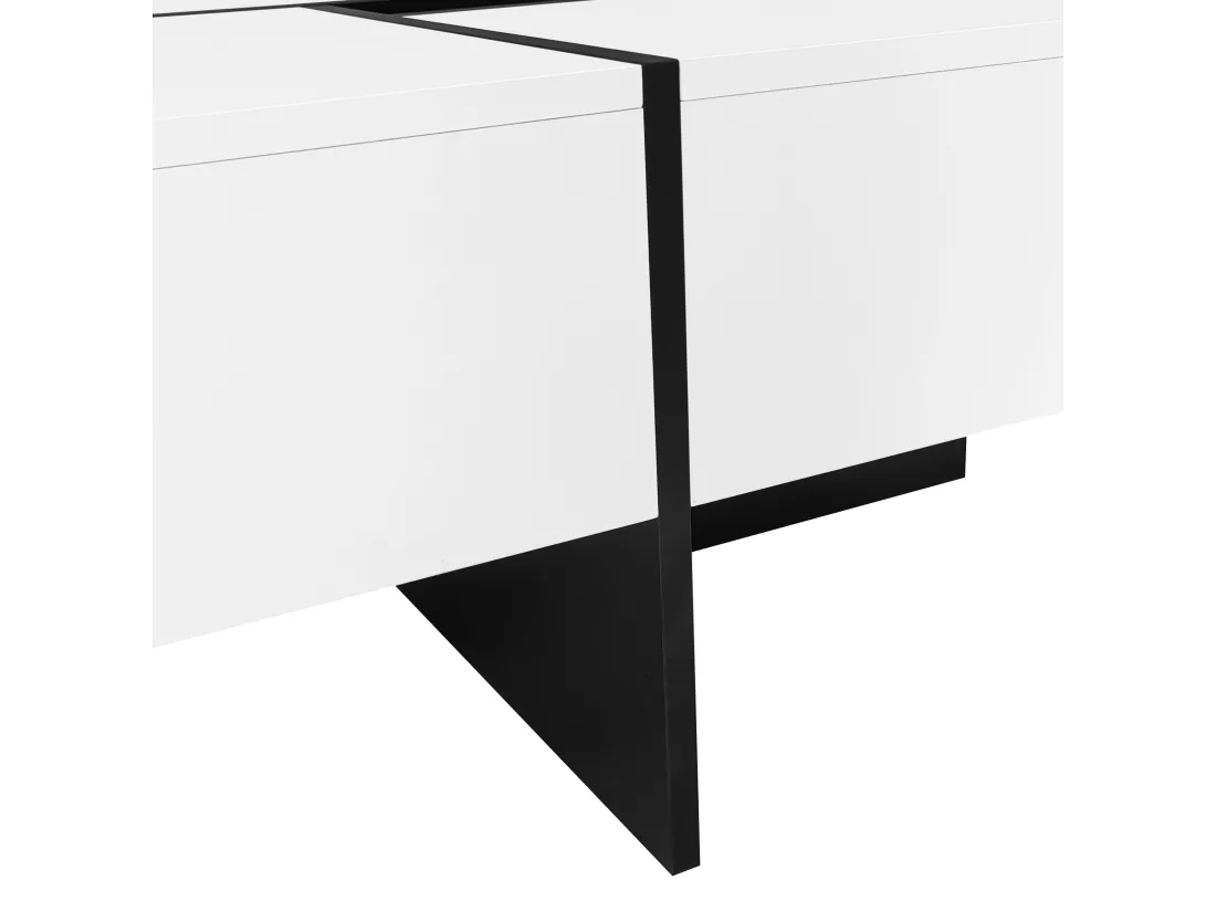 Table basse carrée moderne 70 x 70 x 35 cm - avec compartiment de rangement central de 10 x 10 cm – panneaux de particules - blanc