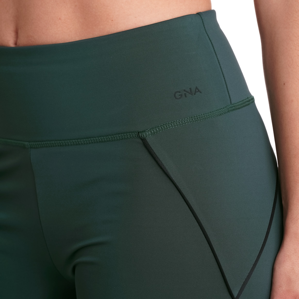 Gina Sports Damen Sport-Leggings mit Kontrastpiping dunkelgrün