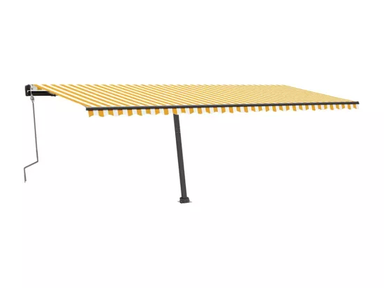 Auvent manuel rétractable avec LED 600x350 cm Jaune et blanc