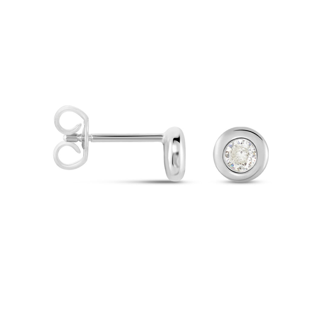 Boucles D'oreilles Puces Argent Blanc Laureano Oxydes De Zirconium