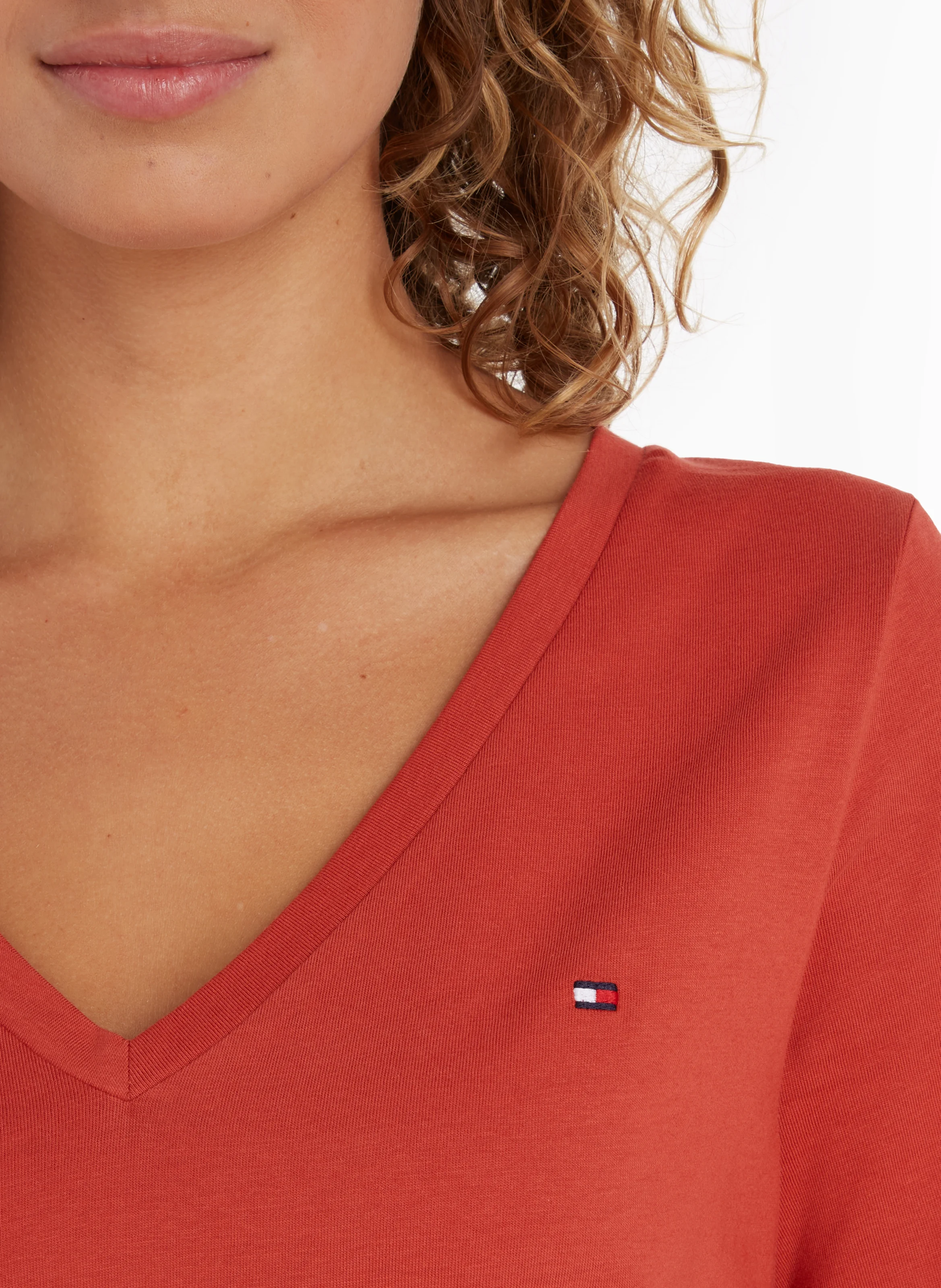 Tee-shirt manches courtes brodé en coton | Rouge