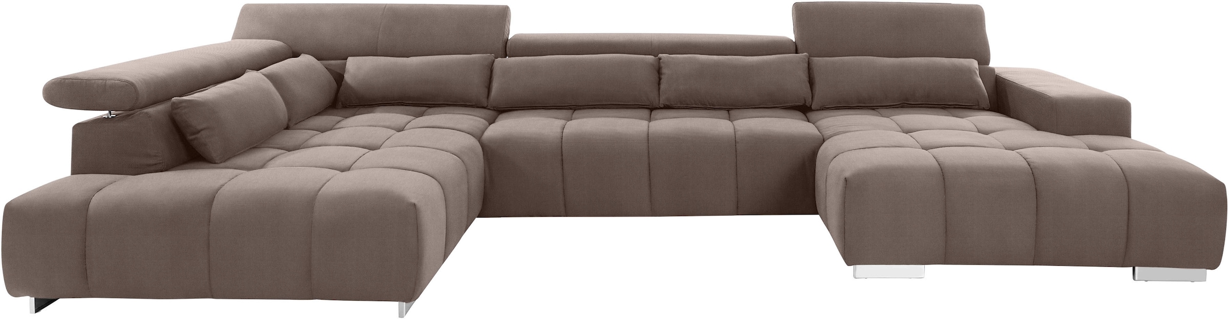 COTTA Wohnlandschaft »Orion U-Form« mit Kopfteilverstellung & 6 Nierenkissen