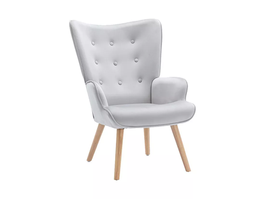 Fauteuil en velours gris VATELY