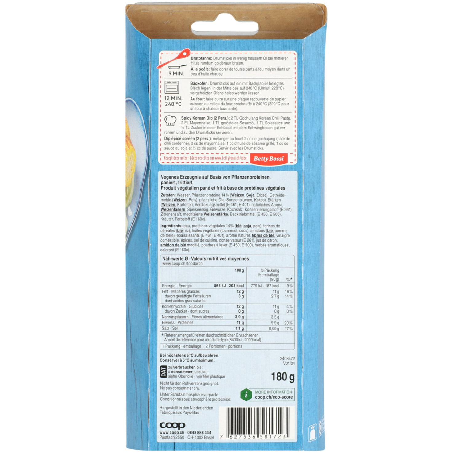 Betty Bossi Plant Kitchen vegane Crispy Drumsticks -