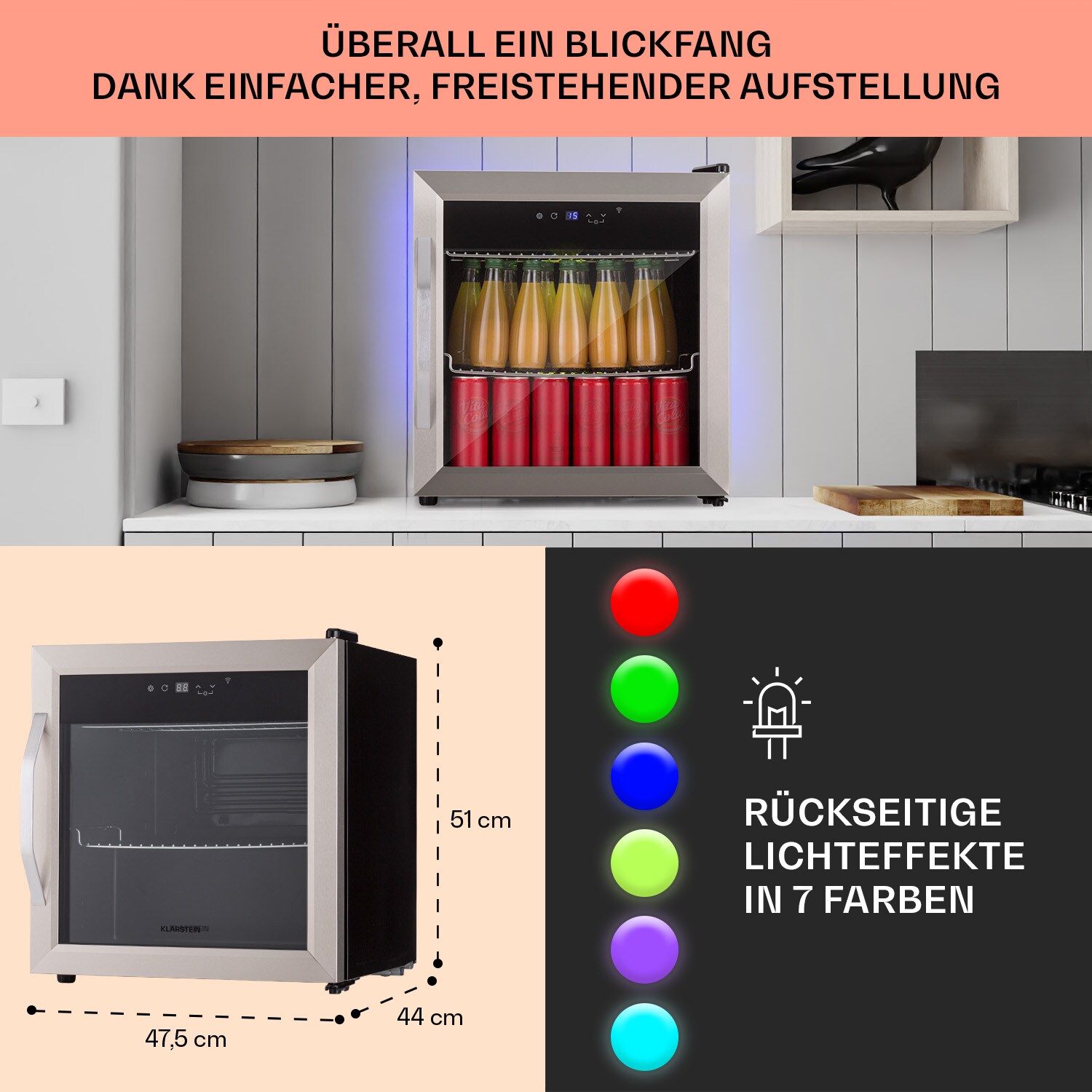 Coachella 50 Weinkühlschrank 47 Liter WiFi-Funktion Hintergrundbeleuchtung Edelstahl