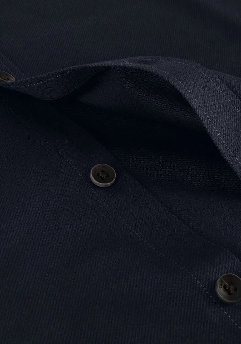 CAST IRON blauwe cast iron klassiek overhemd long sleeve shirt twill jersey 2 tone