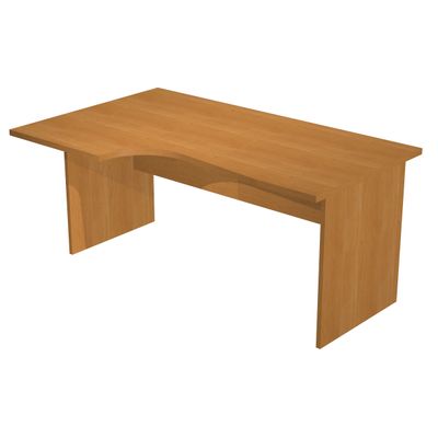 Bureau compact Trend - retour à gauche avec pieds panneaux - L160 - plateau imitation noyer clair