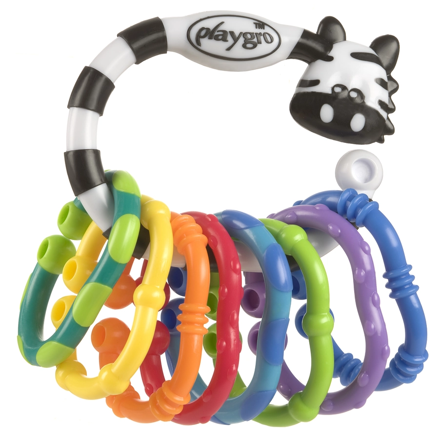 playgro Beißring-Rasselkette Zebra 9-tlg.