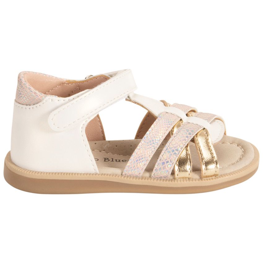 Sandales velcro à brides croisées fantaisie pour bébé fille - Blanc