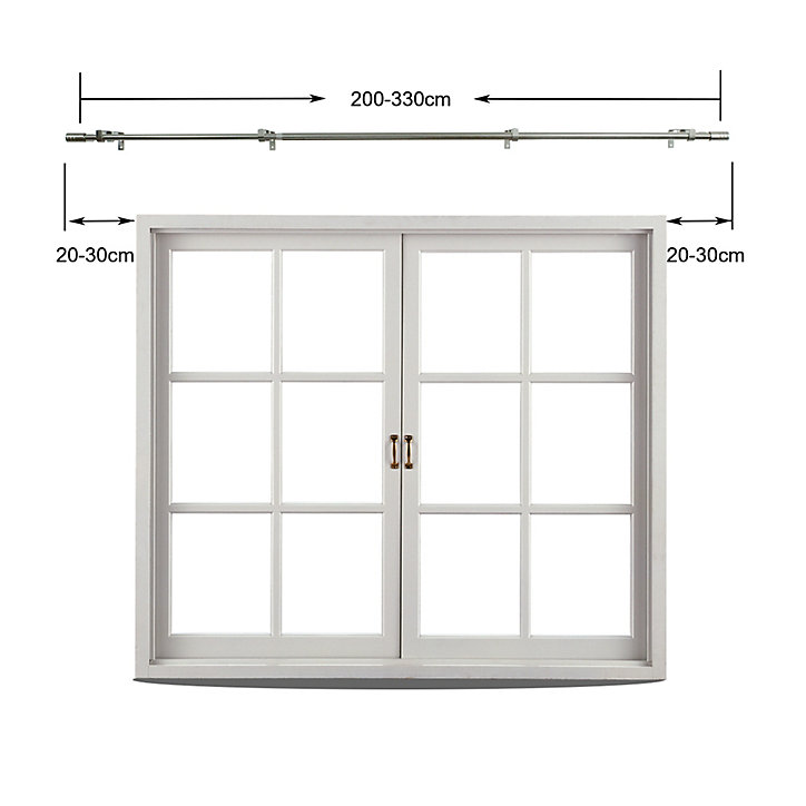 Ensemble double barre à rideaux extensible Athens GoodHome métal noir L.200/330 cm Ø16/19cm