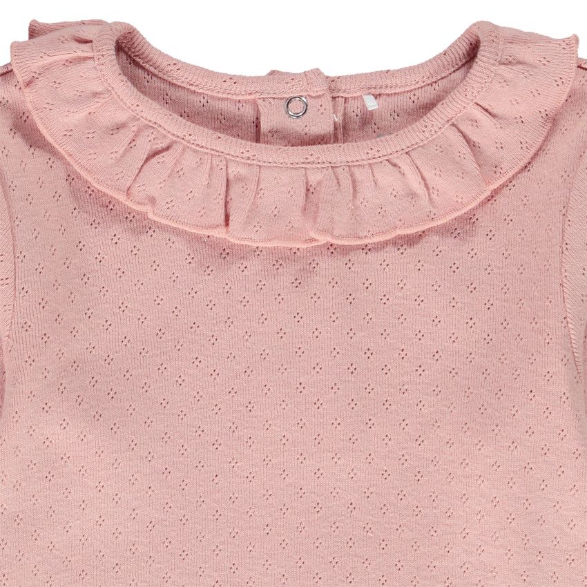 T-shirt manches longues en maille pointelle pour bébé fille - Multicolore