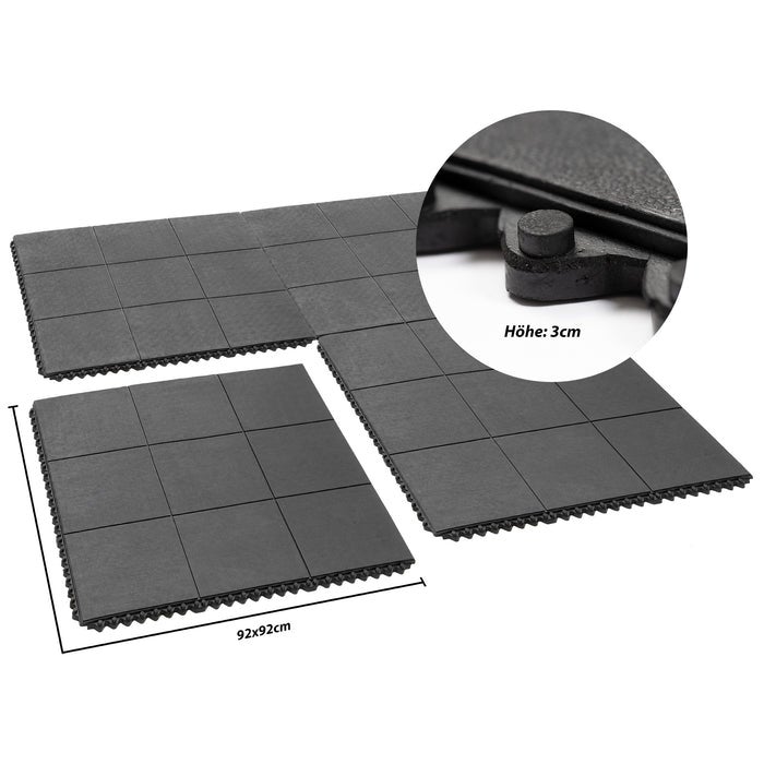 Rubberen mat - insteeksysteem - afmeting: 92x92 cm - glad