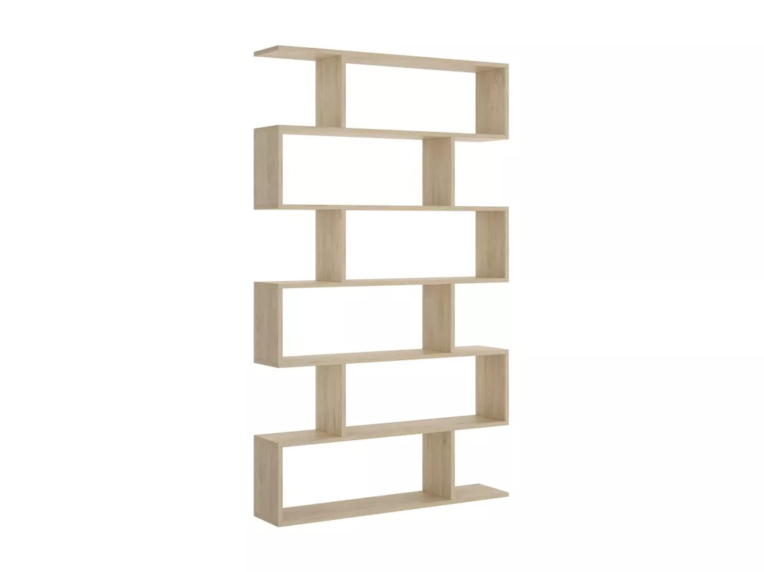 Bibliothèque Djorone, Etagère de bureau polyvalente, Bibliothèque avec 5 étagères, 80x25h190 cm, Chêne