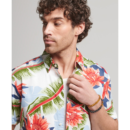 Superdry - CAMISA HAWAIANA DE MANGA CORTA Blanco