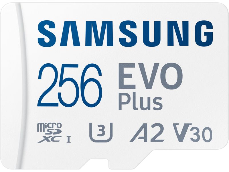 Samsung microSDXC-Karte Evo Plus 256 GB Auf Geschwindigkeit optimierte microSD Speicherkarte mit SD-Adapter