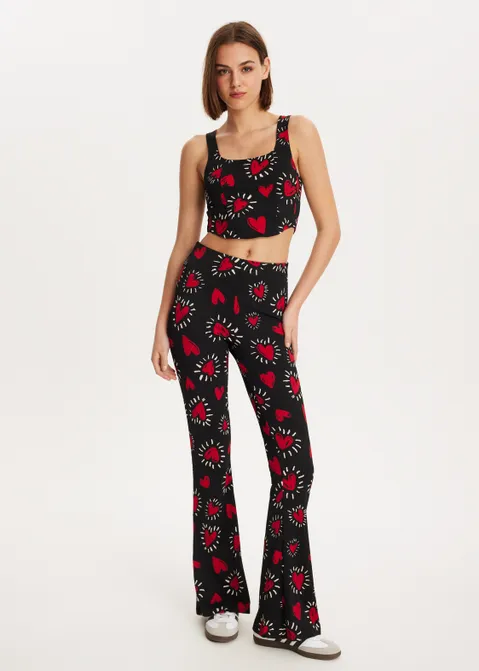 Geribde singlet met hartjes assorti (ASSOR)