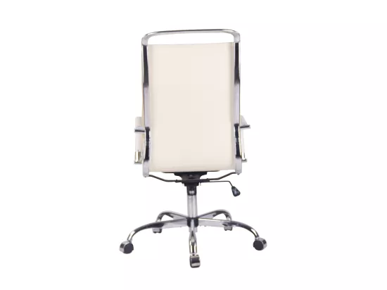 Chaise de bureau - Similicuir & Métal chromé - Crème - Bedford