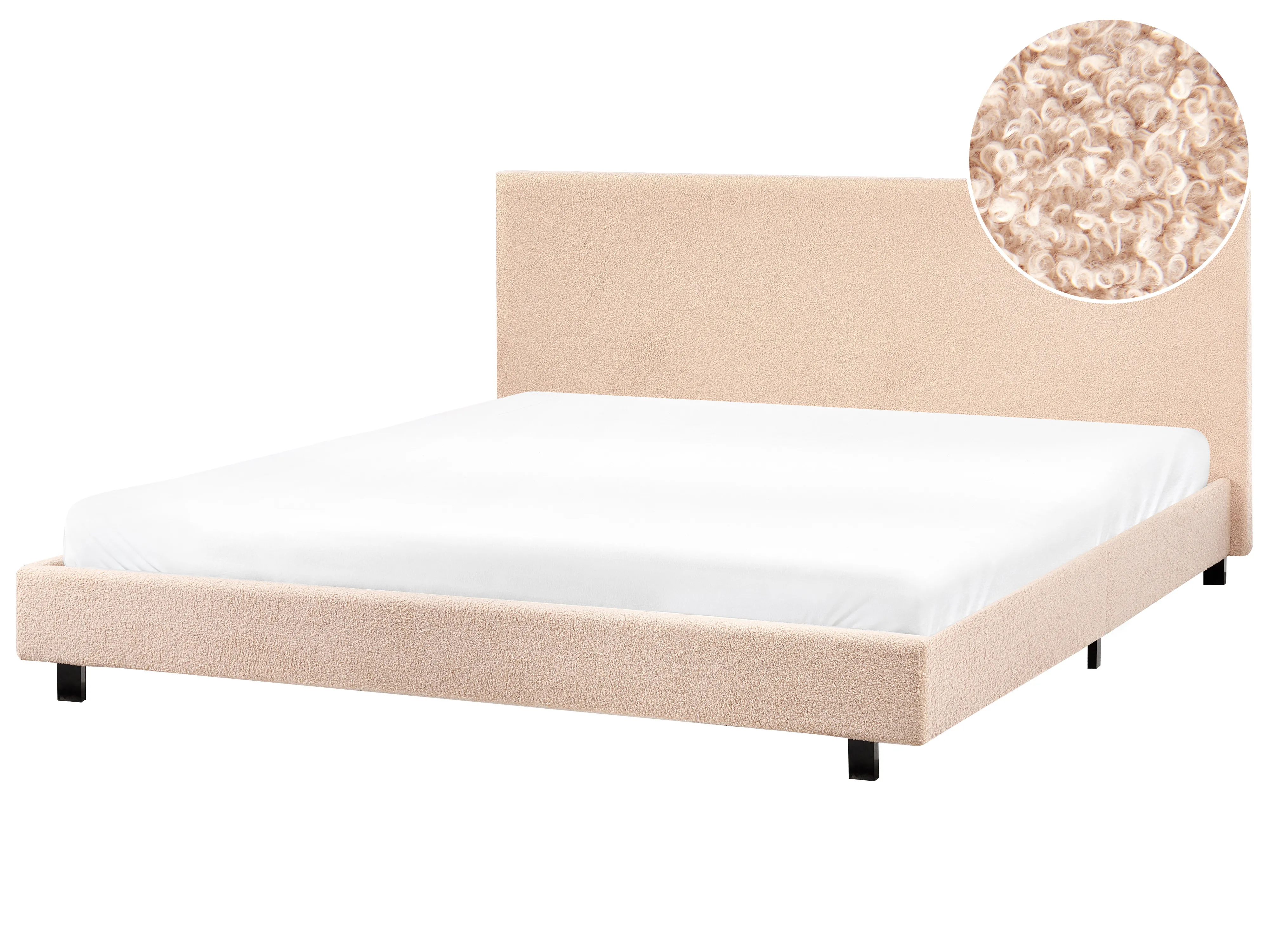 Bed Bouclé ALBI 180 x 200 cm Beige