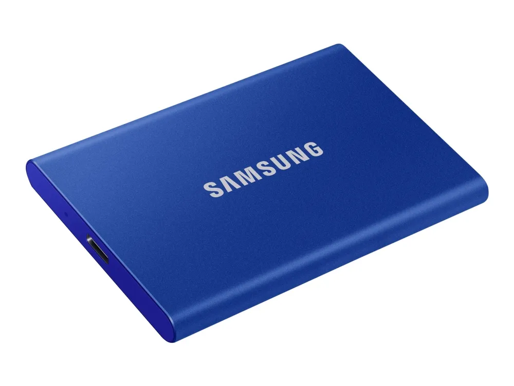 Samsung T7 MU-PC2T0H - SSD - krypteret - 2 TB - ekstern (bærbar) - USB 3.2 Gen 2 (USB-C stikforbindelse) - 256-bit AES - indigoblå