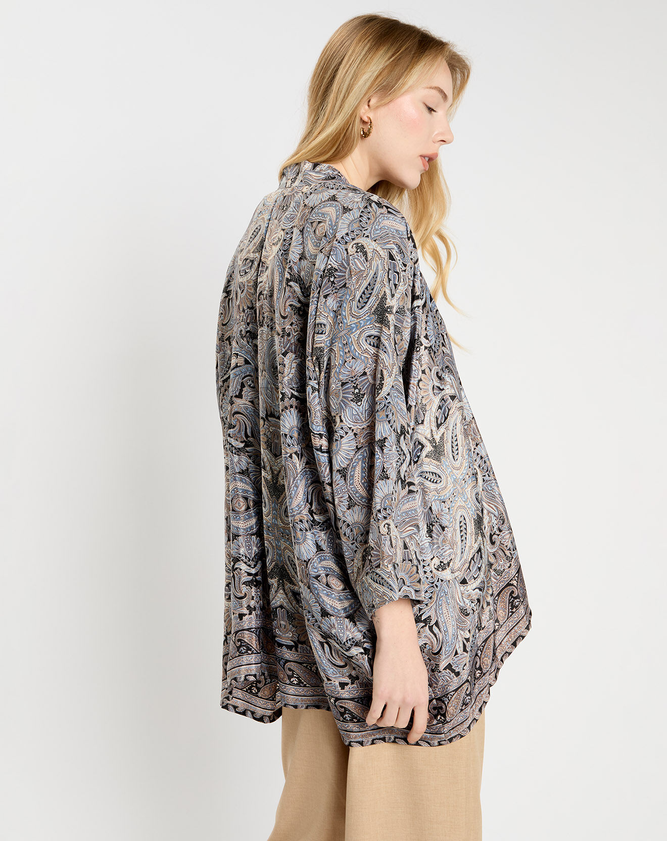 Lauren Vidal Kimono en Soie mélangée Sasha multicolore