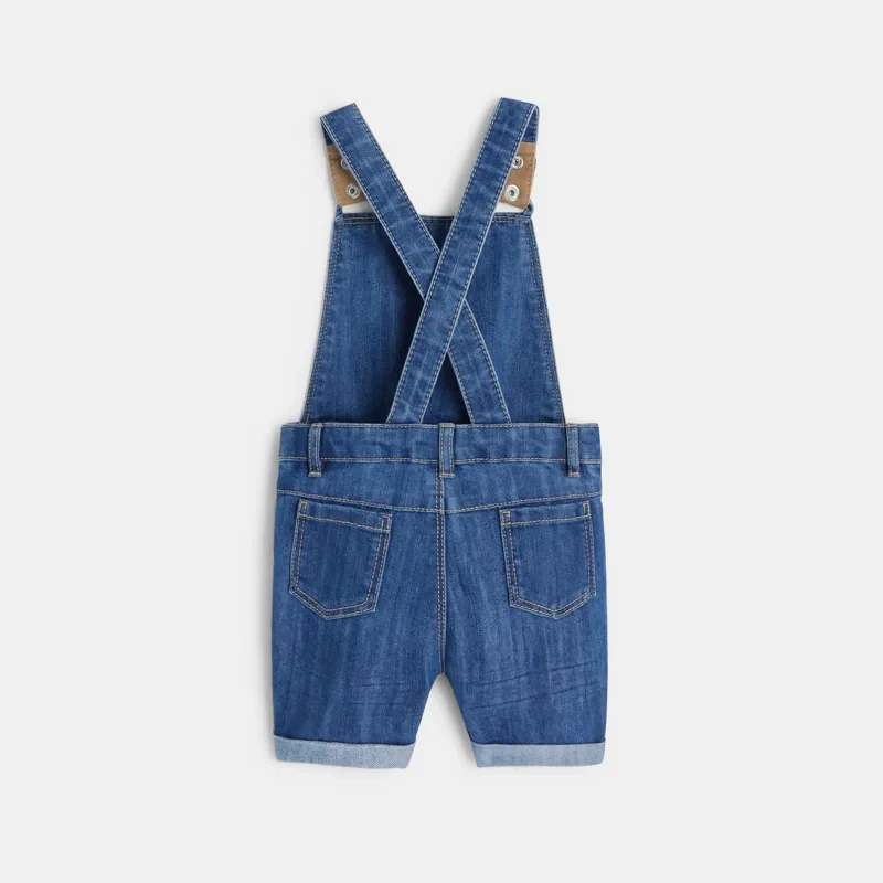 Salopette courte denim bleue bébé garçon Bleu