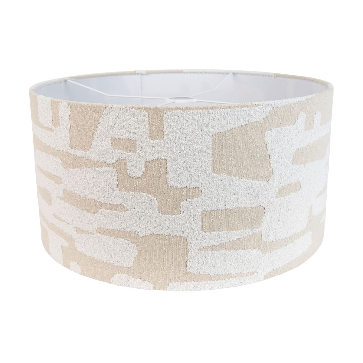 Stoffen lampenkap wit met beige gestreept 50/50/25