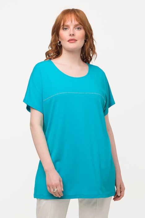 T-Shirt, Glitzerstein-Streifen, Rundhals, Halbarm