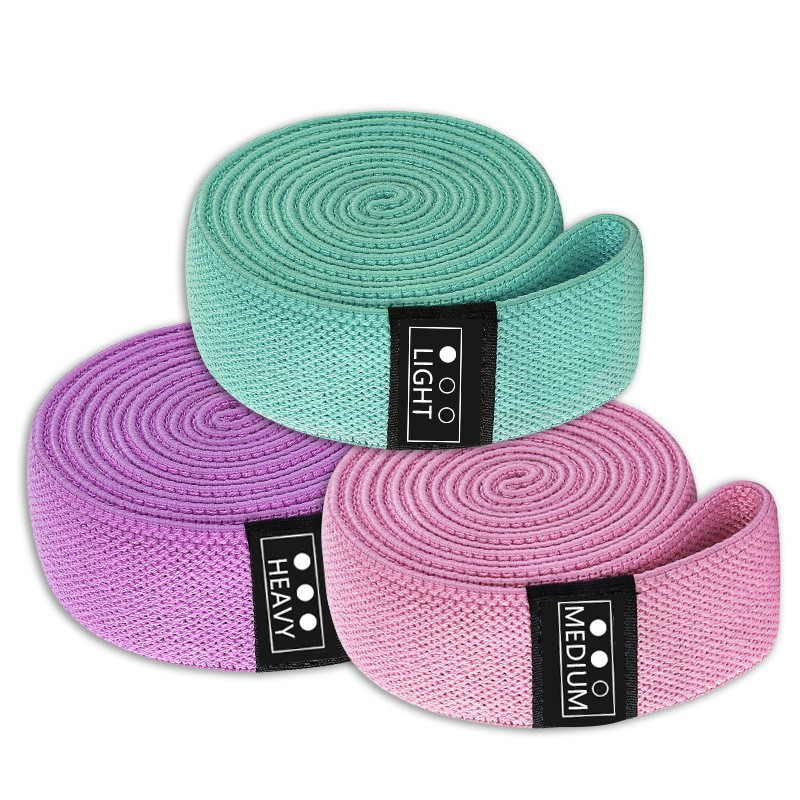 (3er Set) Stoff Fitness Übungsbänder / Widerstandsbänder / Gymnastikbänder für Training / Yoga / Pilates - Lila / Pink / Türkis