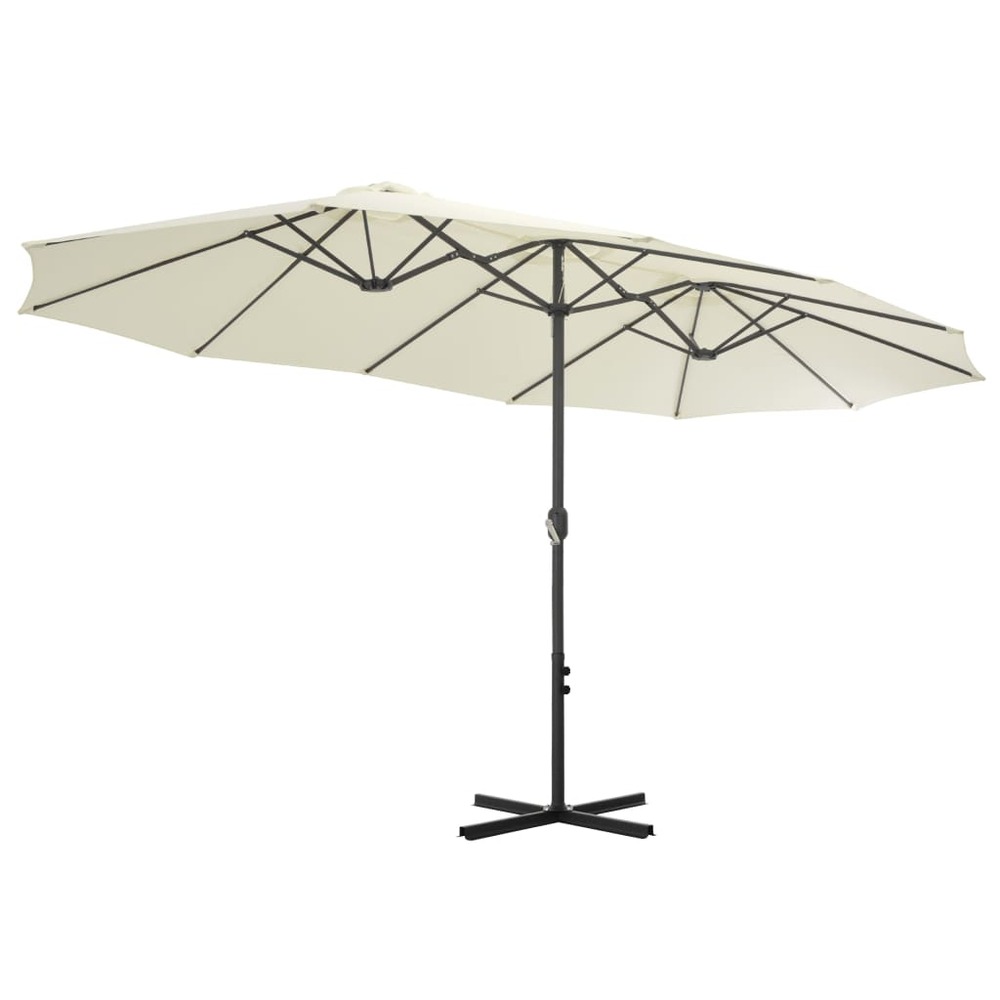 Parasol d'extérieur et poteau en aluminium 460 x 270 cm sable