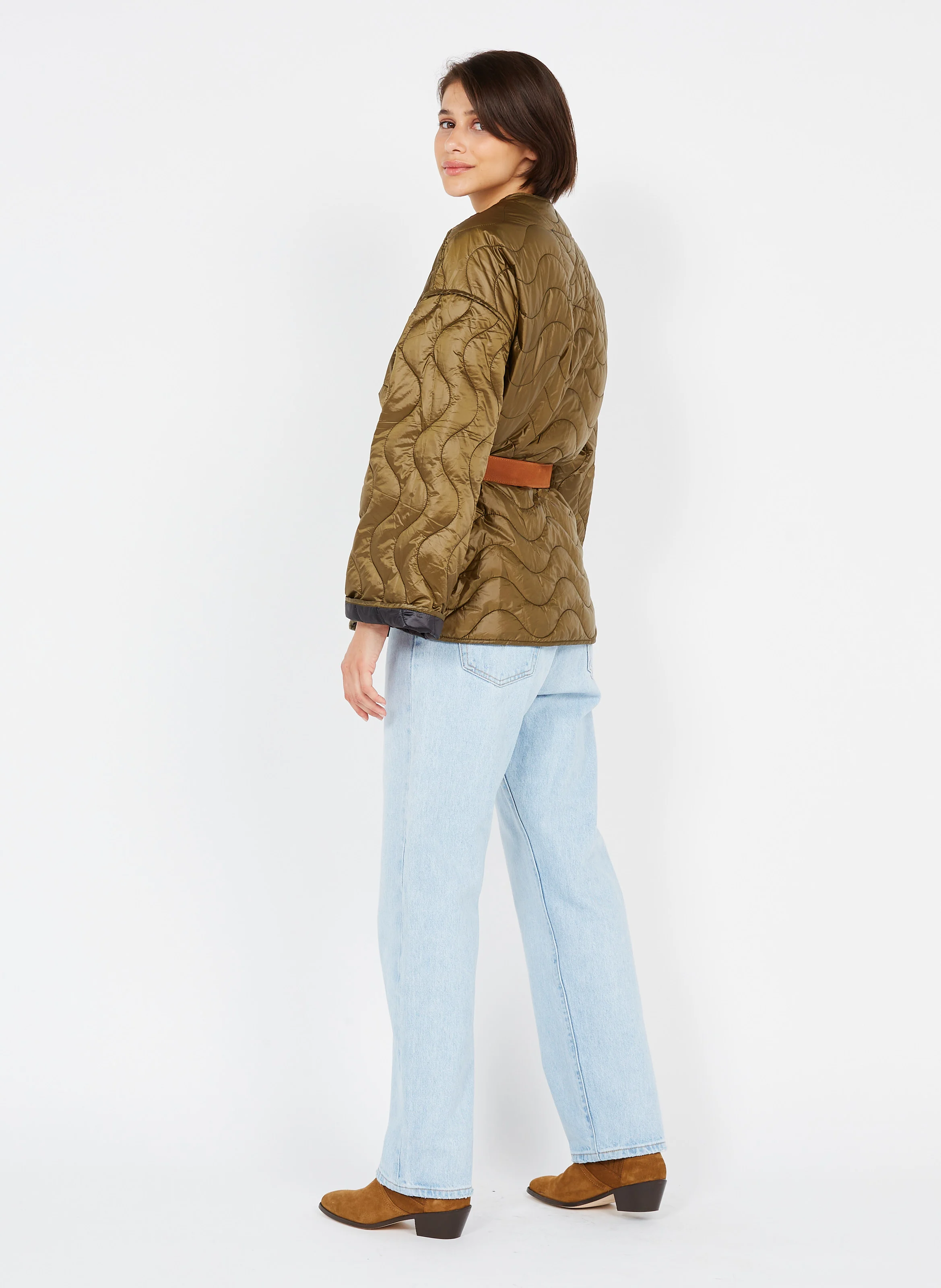 QUILLY - Veste col rond matelassée | Noir