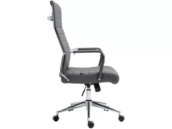 Chaise de bureau - Véritable cuir & Antique clair - Gris - Kolumbus