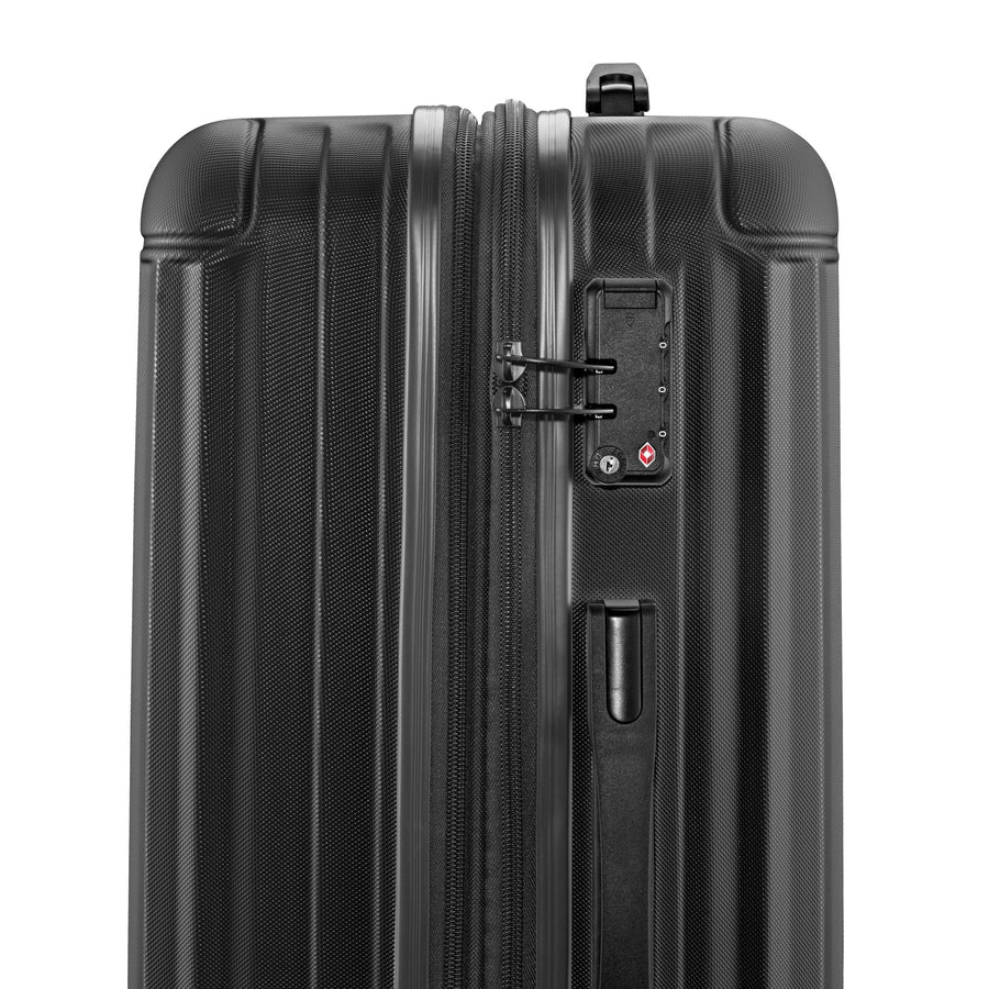 (Gr. M) 89L Sola Trolley Schalen Reisekoffer mit TSA Zahlenschloss (8897NO) - Schwarz